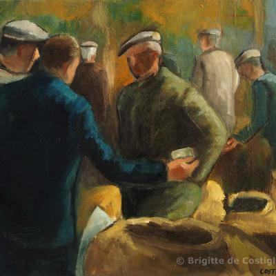marché aux grains. Huile sur toile